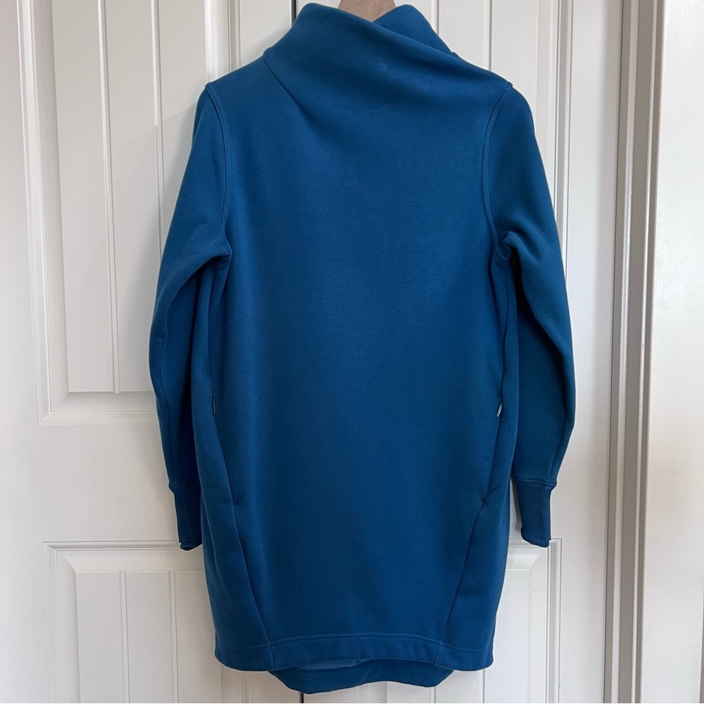 Athleta Womens Cozy Karma Mock Neck Sweatshirt Fleece Dress in Blue, Size S